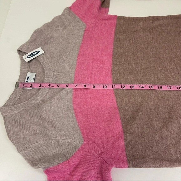 Old Navy Sweater Womens Plus Size 1X Pink Colorblock Crewneck NWT - Picture 7 of 8